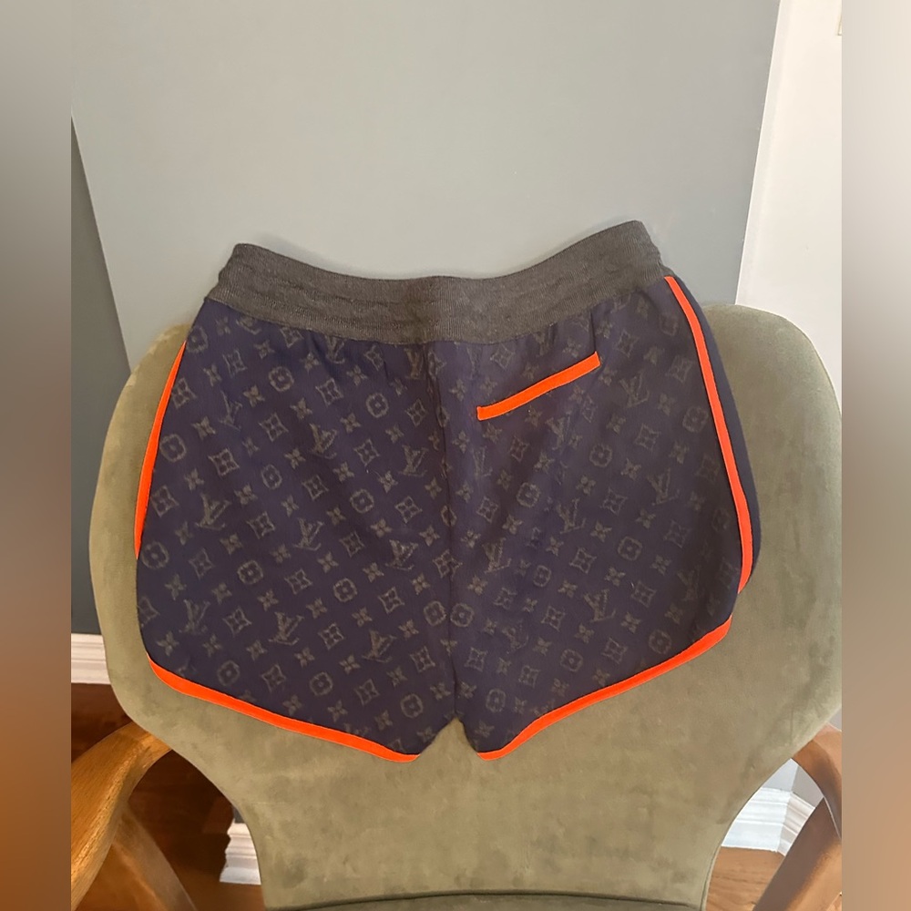 Louis Vuitton Navy & Orange Monogram Women's Jogging Shorts, sz M